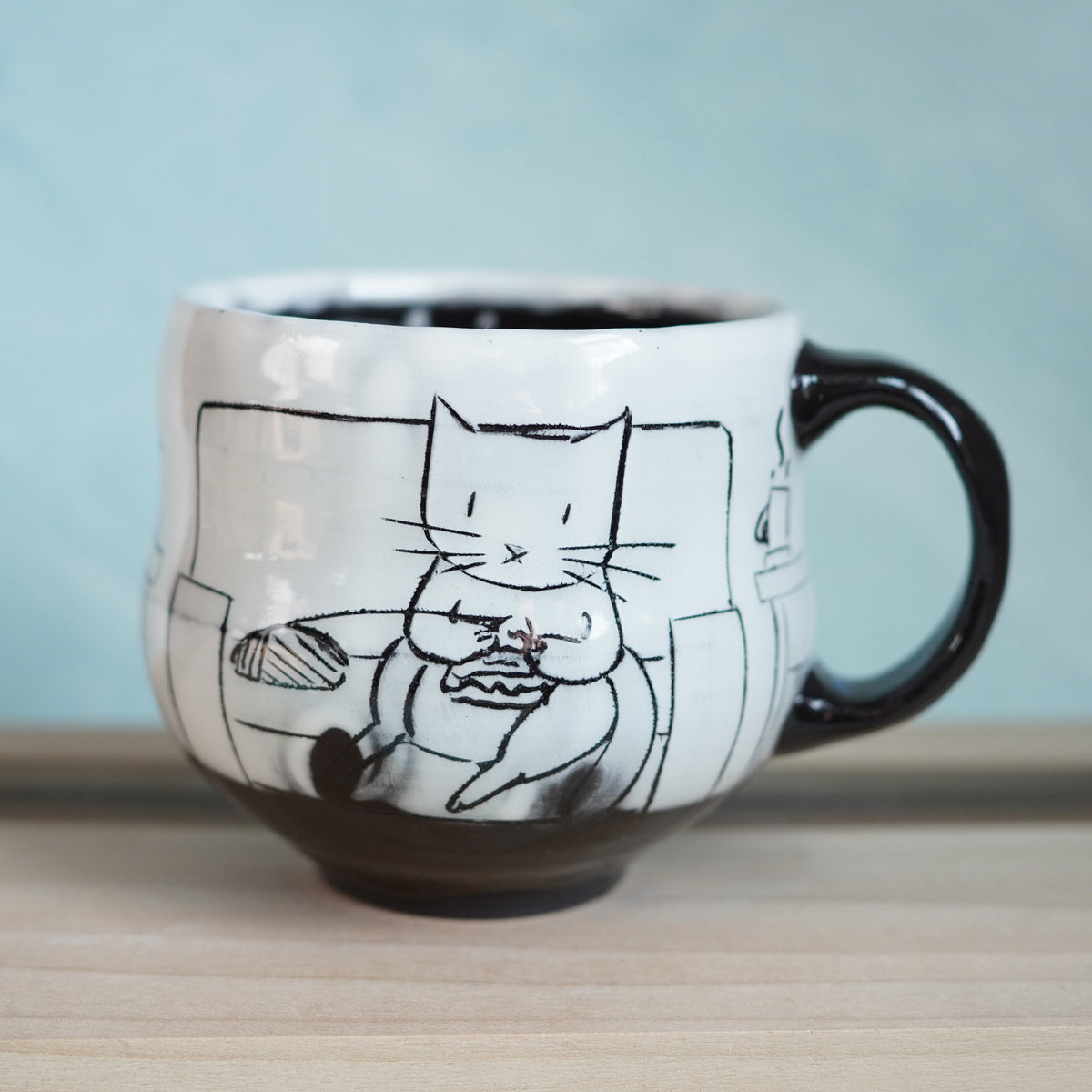 Black & White Cats Knitting Mug