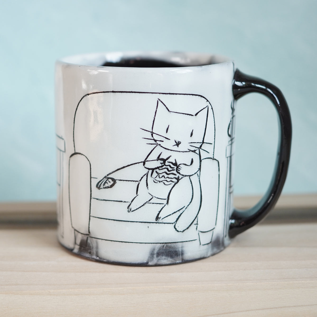 Black & White Cats Knitting Mug