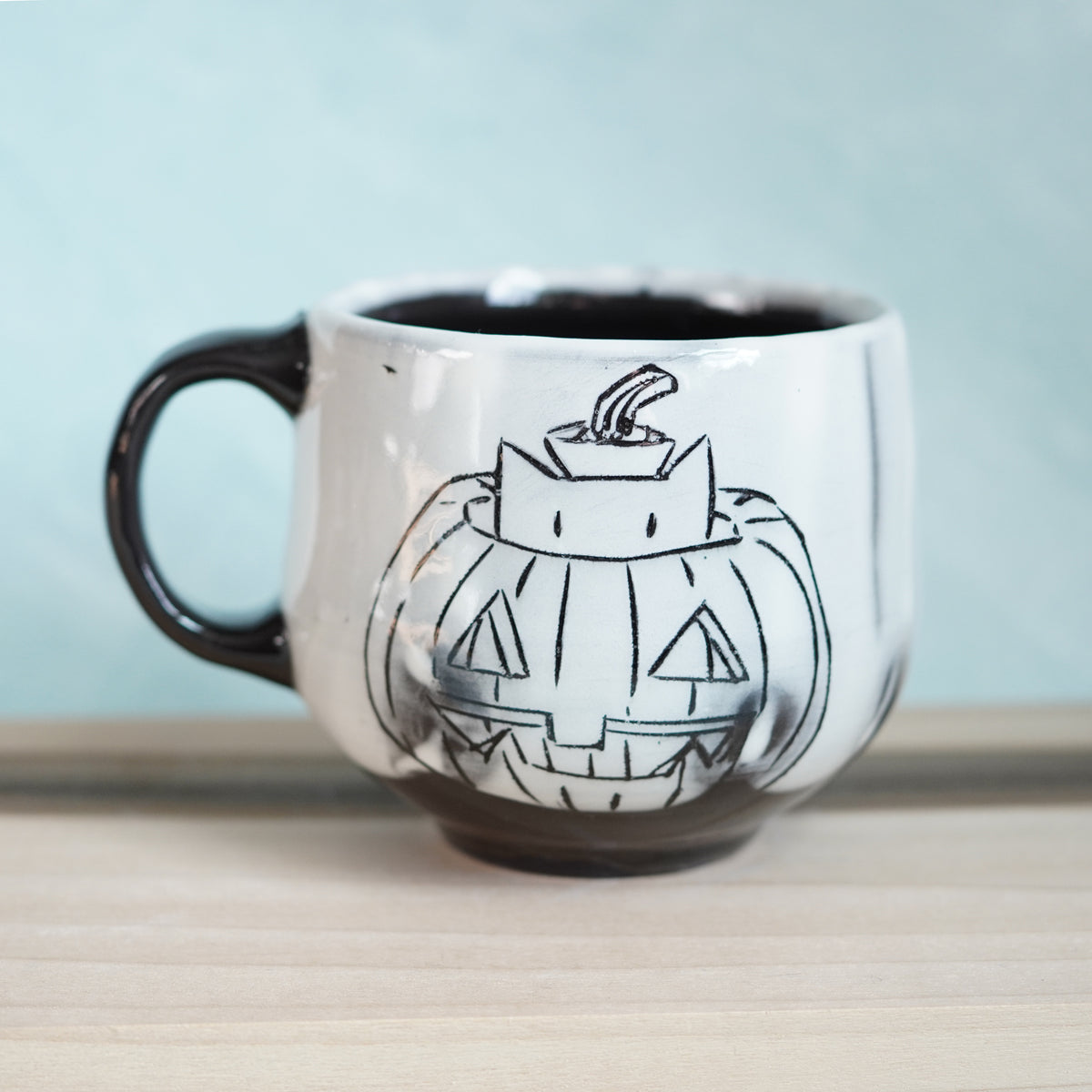 Black & White Cats Pumpkin Mug