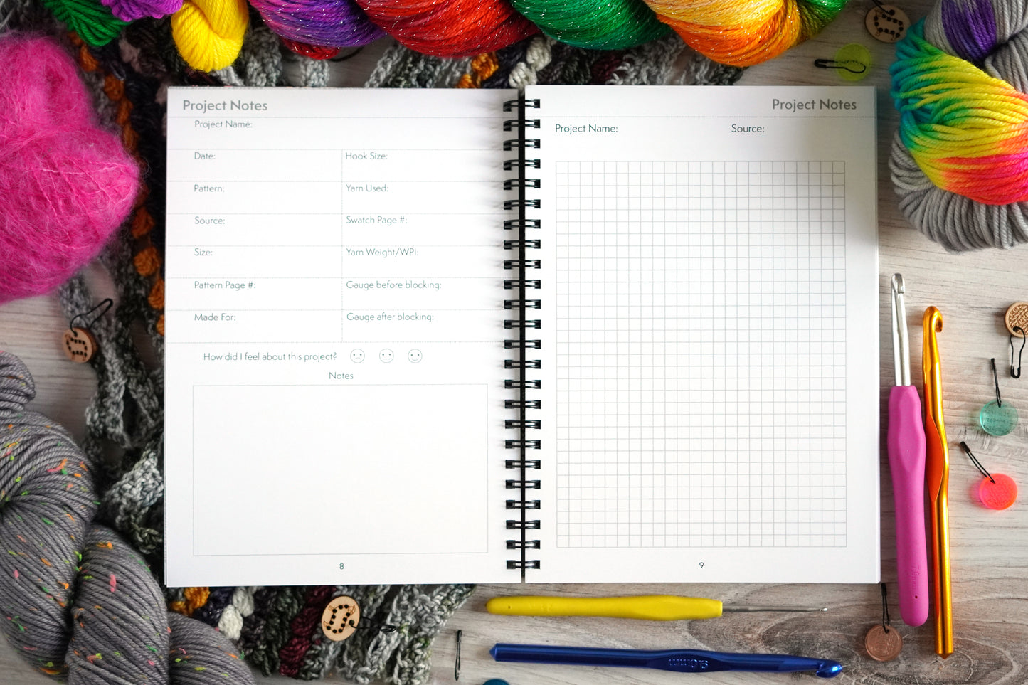 The Crochet Design & Project Notebook / Pastel Rainbow