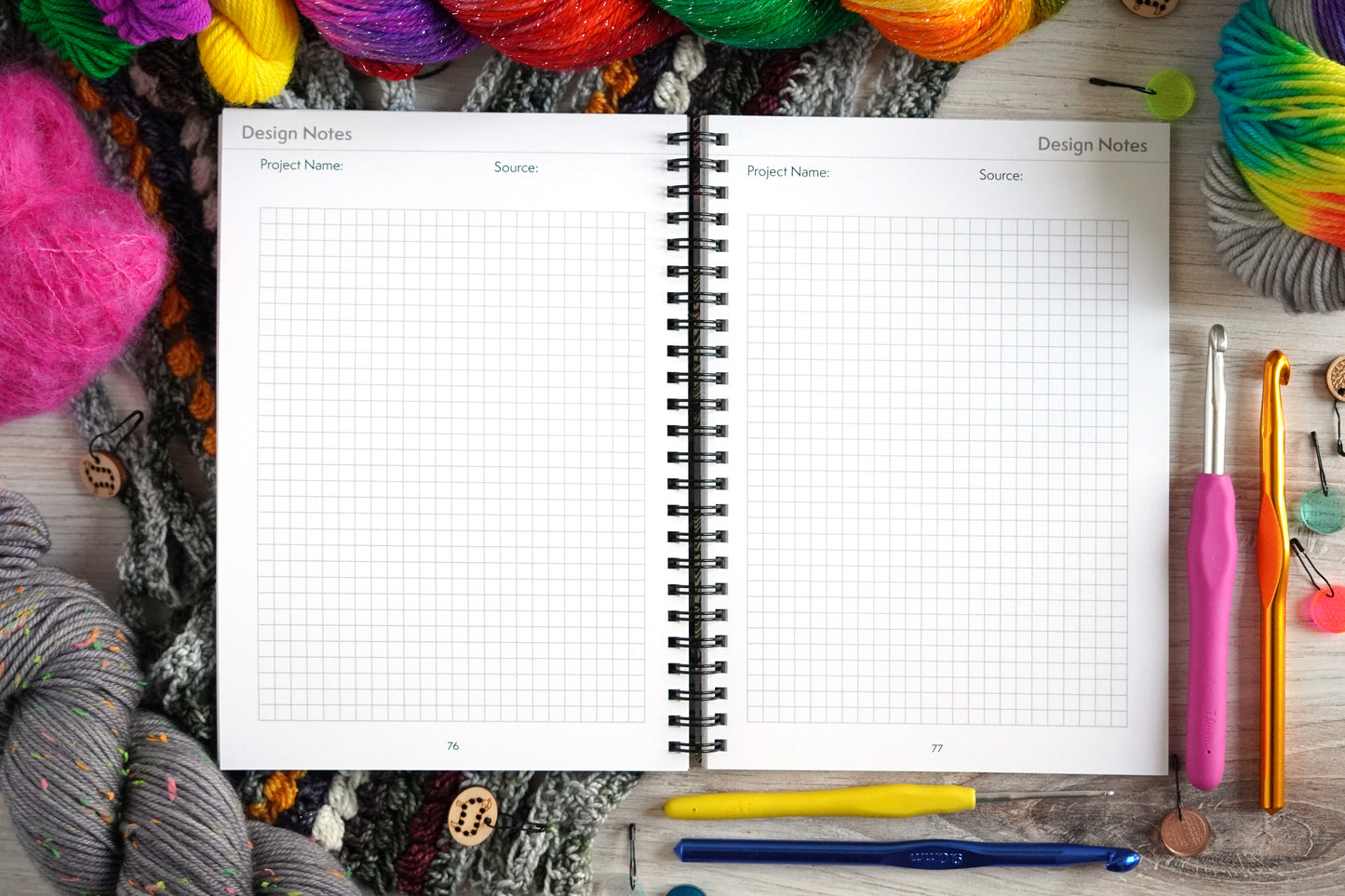 The Crochet Design & Project Notebook / Pastel Rainbow