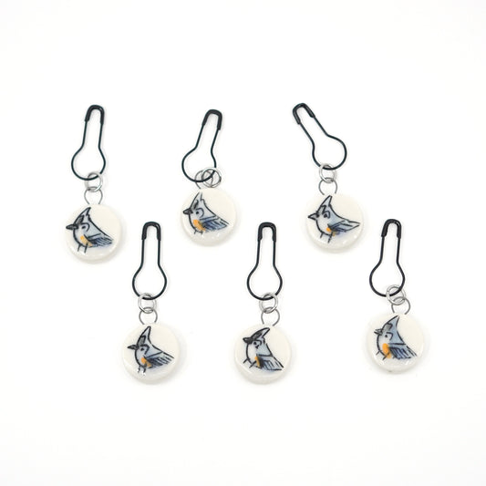 Tufted Titmouse Stitch Marker Set - Pin Version