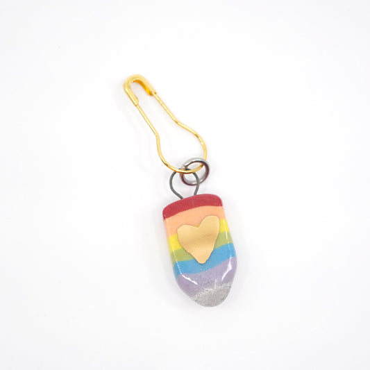Rainbow Stitch Marker - Individual Pin w/ Gold