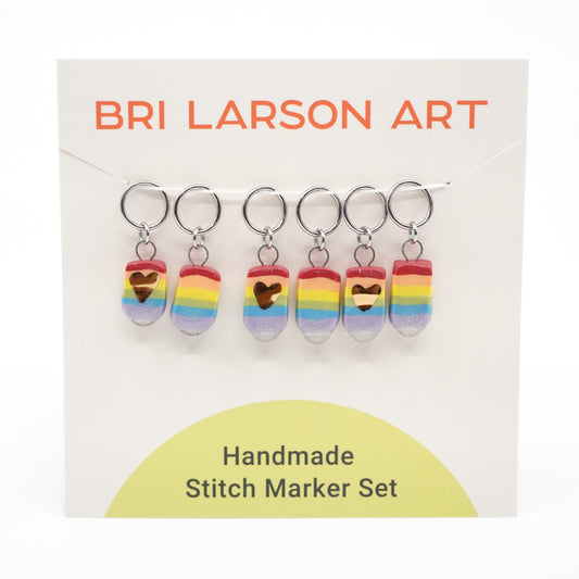 Rainbow Stitch Marker Set w/ Gold
