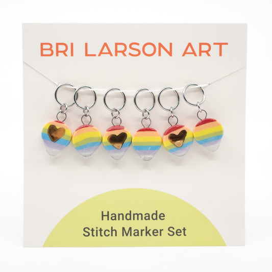 Rainbow Stitch Marker Set w/ Gold