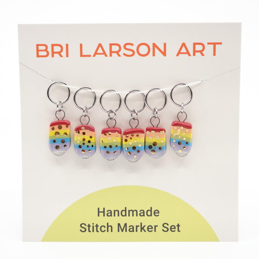 Rainbow Stitch Marker Set w/ Gold